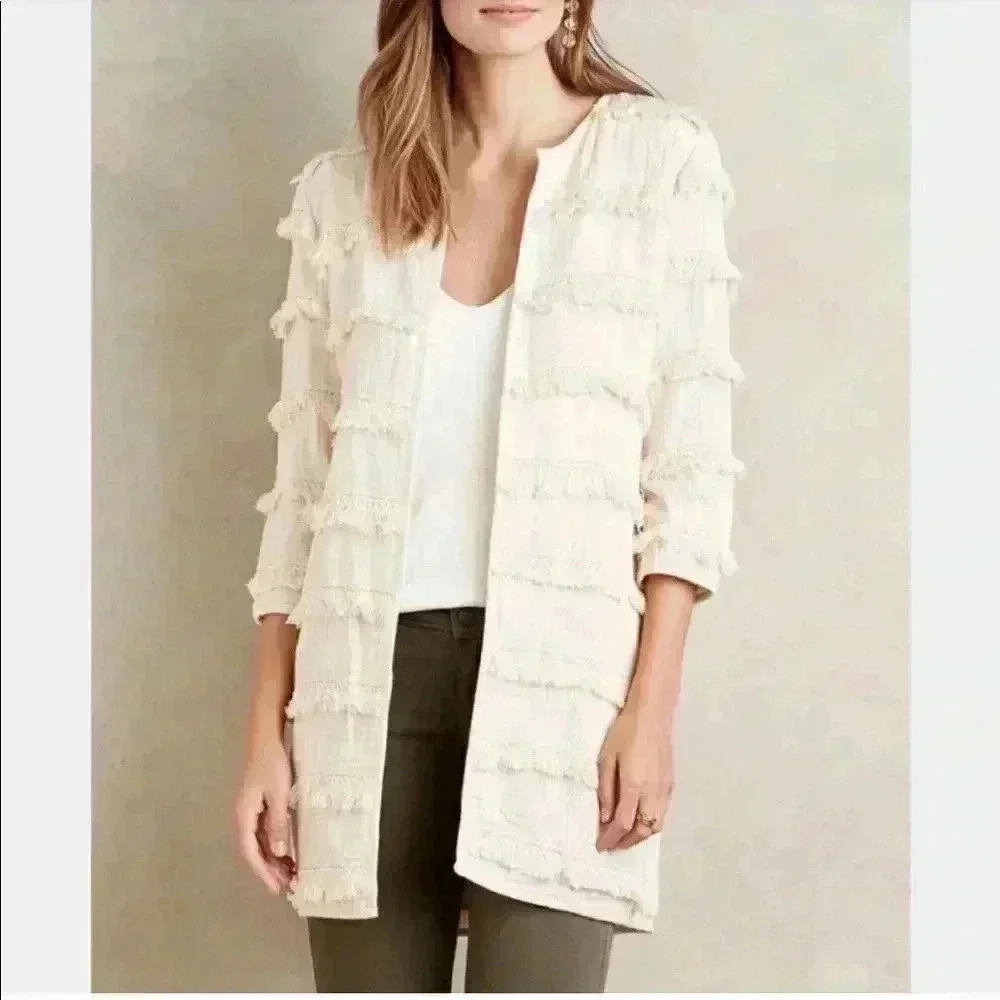 Anthropologie Harlyn Fringe Coat